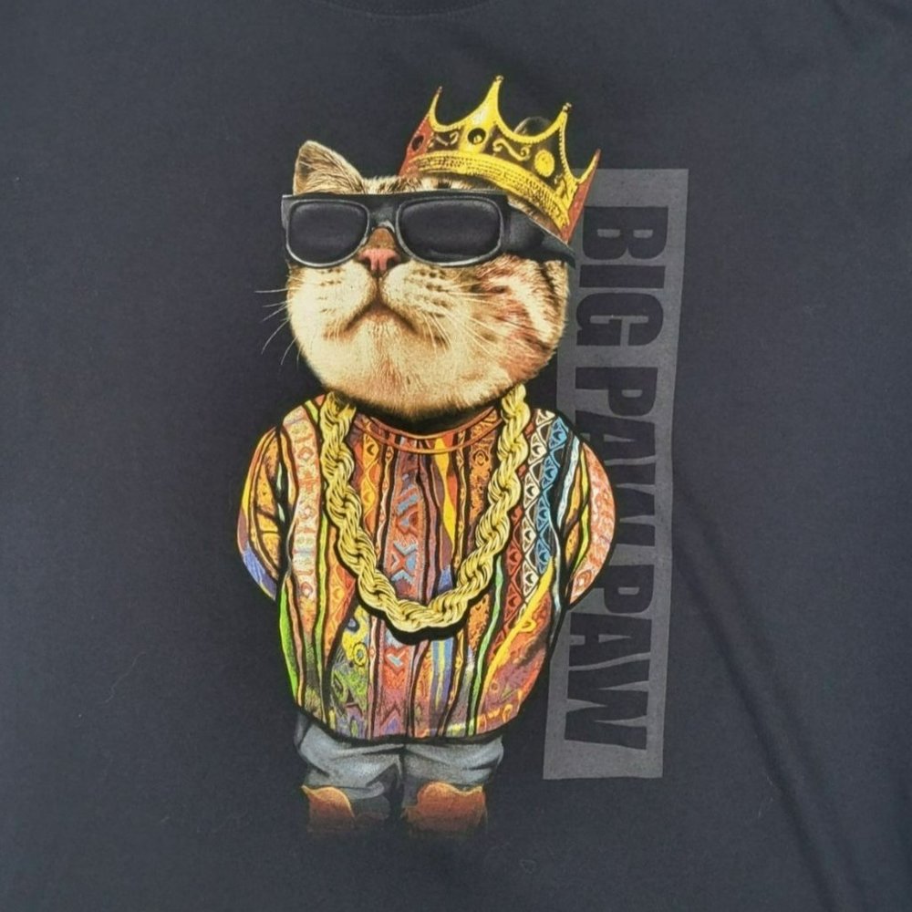 Shirt Adult Size Extra Large Black Big Paw Paw Cat Graphic Tee Big Poppa Parody